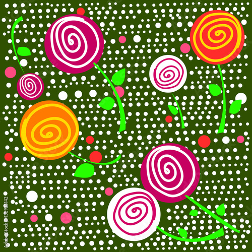 flower art illustration pattern bloom beauty green