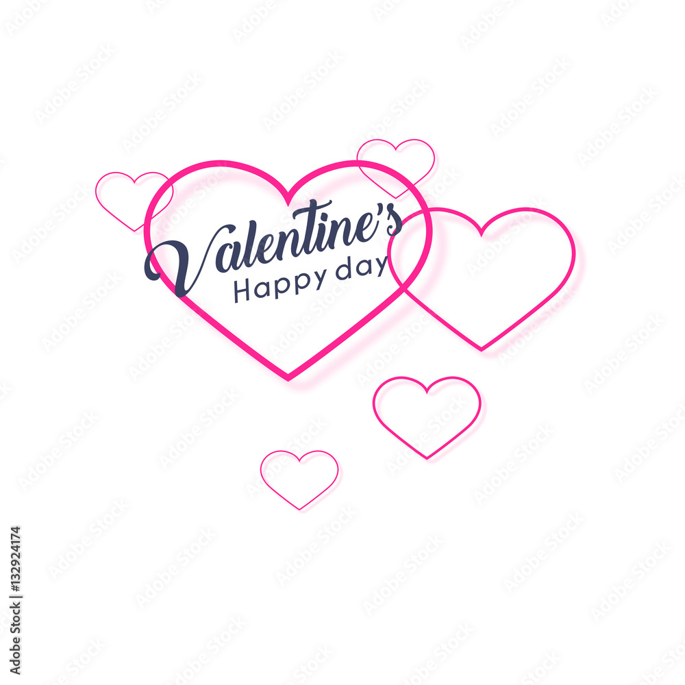 Happy Valentine day vector heart silhouette isolated on white background