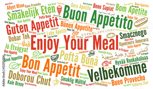 Fototapeta Enjoy your meal in different languages word cloud