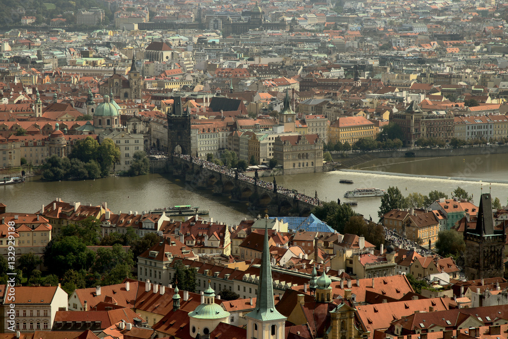 The bird's-eye view of Prague center