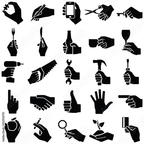 Hand icon collection - vector silhouette illustration 
