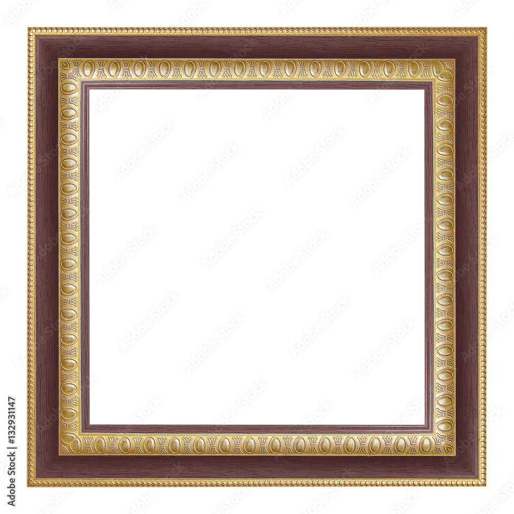 The antique gold frame on the white background The antique gold frame on the white background