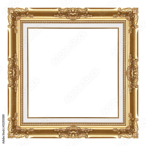 The antique gold frame isolated on white / frame background