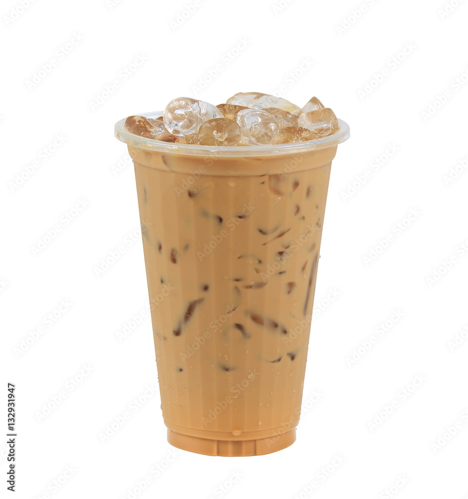Iced coffee in plastic cup isolated on white background / coffe Iced coffee in plastic cup isolated on white background / coffe