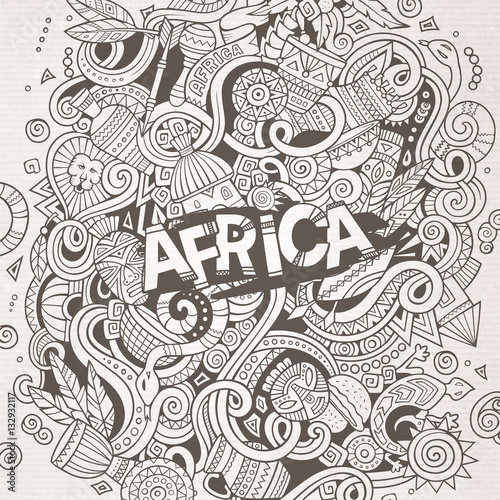 Cartoon cute doodles Africa illustration