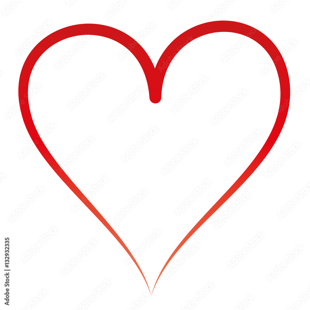 Rotes Herz Symbol der Liebe, Freundschaft und Treue, Romantik, Kalligraphie, kalligrafisch