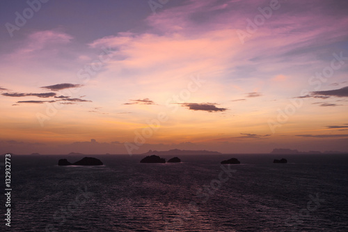 Sunset at coral rock beach Koh samui, Thailand.