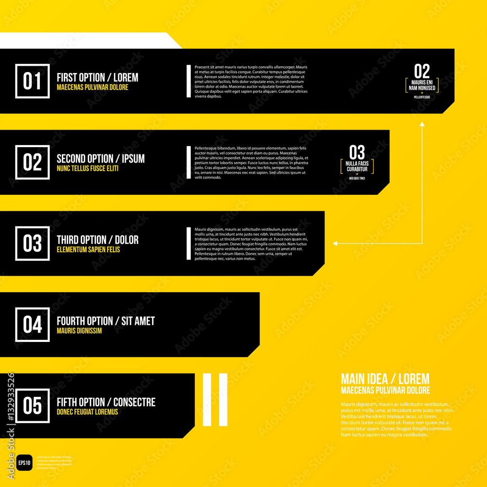 Modern corporate graphic design template with black elements on yellow background. Useful for advertising, marketing and web design. Modern corporate graphic design template with black elements on yellow background. Useful for advertising, marketing and web design.