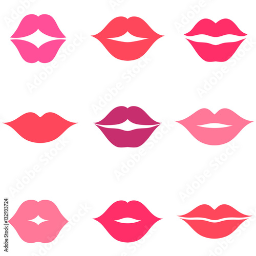 Set of women s lips icons isolated on white