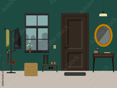 Hallway interior with furniture.
