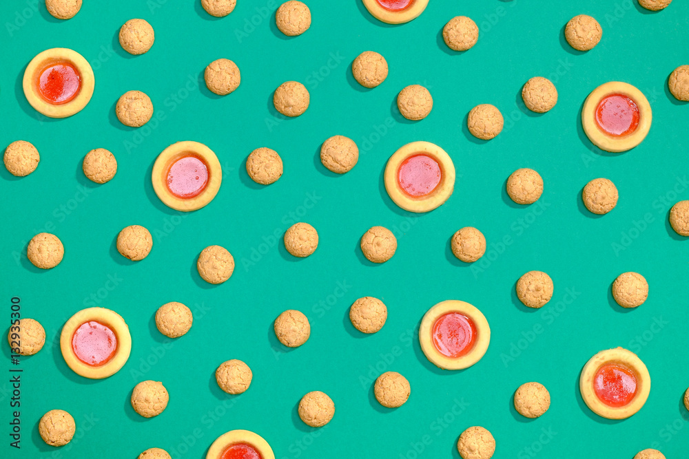Sweet cookies flat lay pattern Sweet cookies flat lay pattern