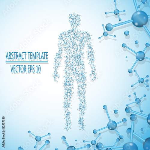Abstract molecule based human figure concept, vector illustration.
