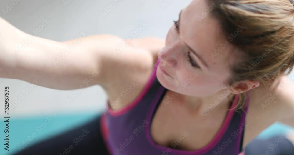 Young adult female doing yoga at home Young adult female doing yoga at home