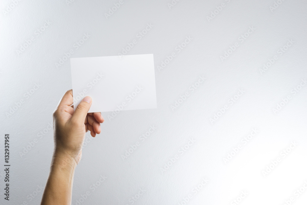 Hand hold blank photo paper card Hand hold blank photo paper card