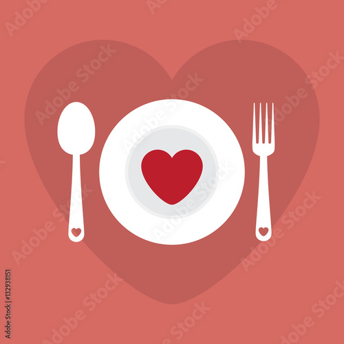 Greeting card love romantic dinner menu happy Valentine Day vector illustration. Pattern design. Flyer or invitation