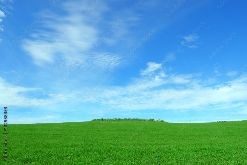 Collina verde con cielo azzurro