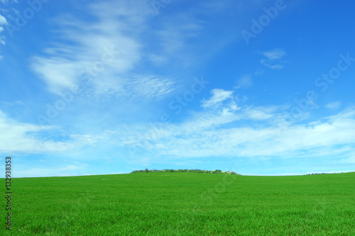 Collina verde con cielo azzurro