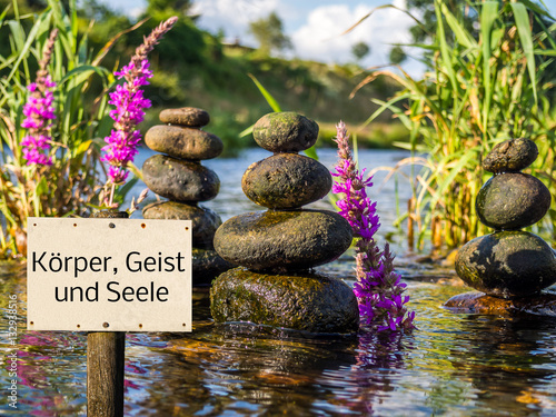Schild Körper Geist und Seele photo