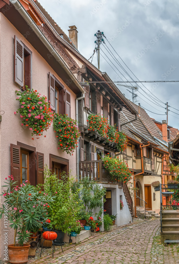 Street in Eguisheim, Alsace, France