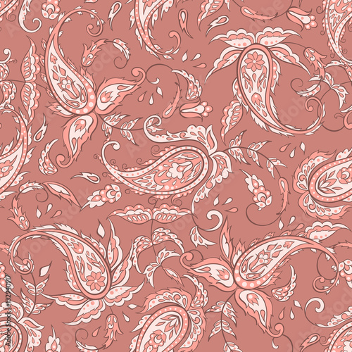 Seamless Paisley pattern in indian style. Floral vector illustration