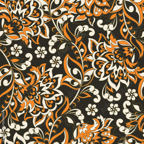 vintage pattern with damask style flowers. floral vector background