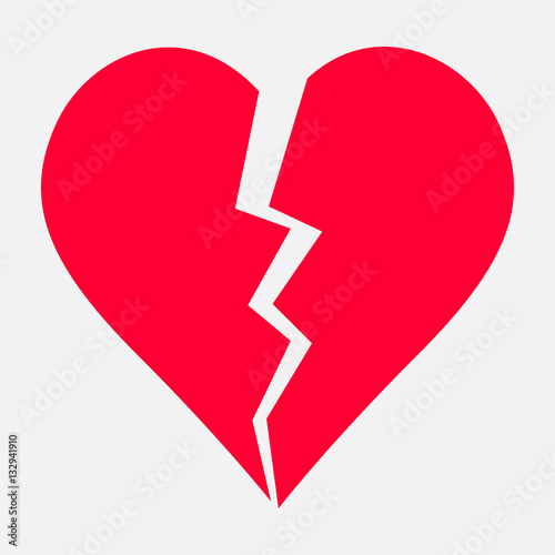 Two parts of broken heart. Valentine heart simbol. Wedding Vector heart sign. Hearts with beautiful decor.