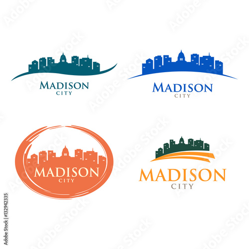 Madison Wisconsin City Skyline Cityscape Landscape Silhouette Logo
