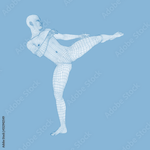 Kickbox Fighter Preparing to Execute a High Kick.