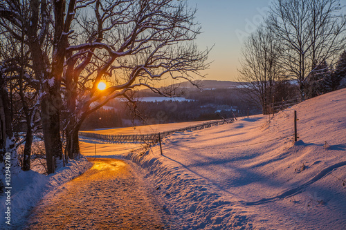 Sonnenuntergan im Winter bei Kempten photo