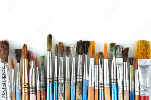 Various Art brush isolated on a white background.