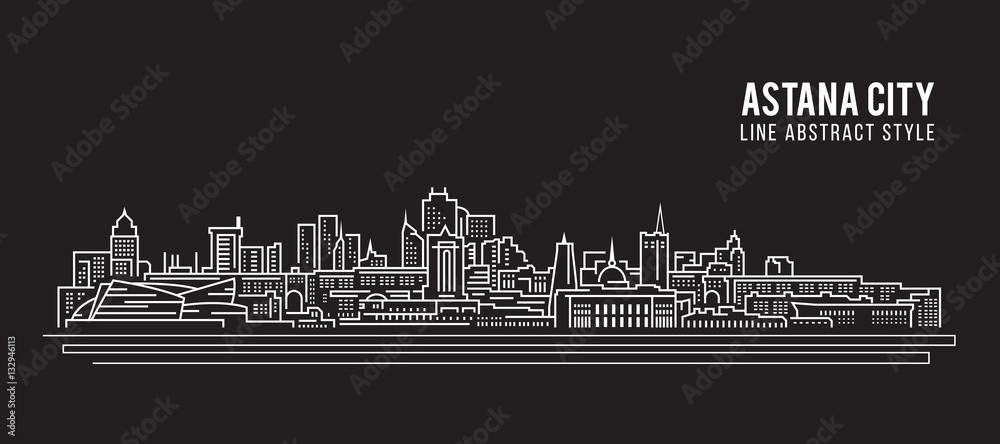 Cityscape Building Line art Vector Illustration design - Astana city