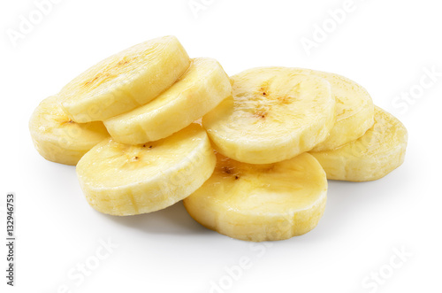 Banana slice. Heap isolated on white. With clipping path.