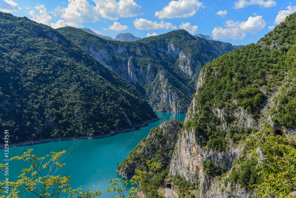 Great landscape of the canyon (river) Piva from the top point of