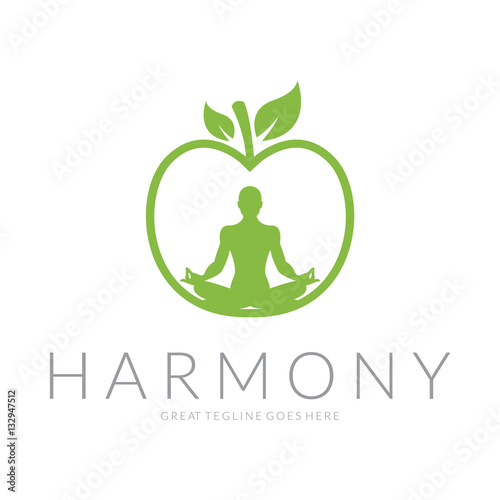 Healthy food and healthy body logo