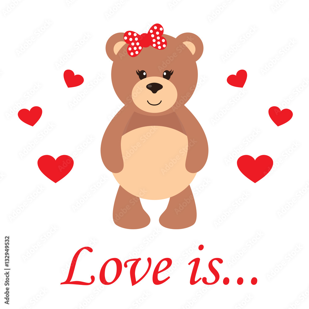cute teddy with hearts and text cute teddy with hearts and text