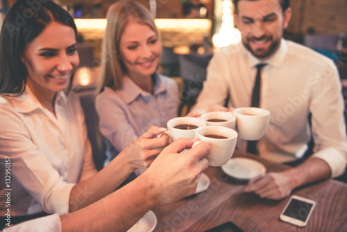 Business people in cafe