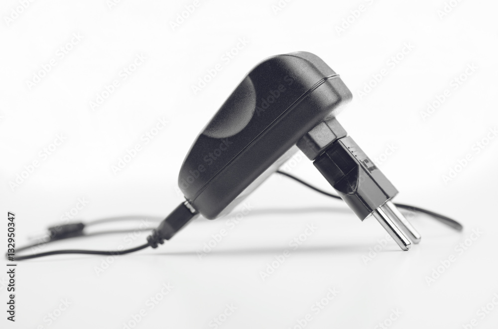 Black Smartphone Charger On White Background Black Smartphone Charger On White Background