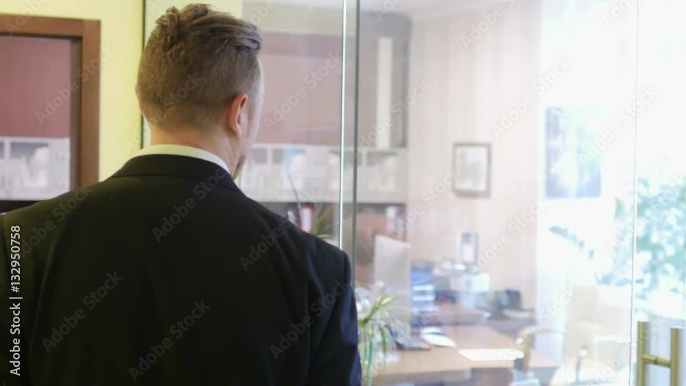 Business man at the office meets the employee Business man at the office meets the employee