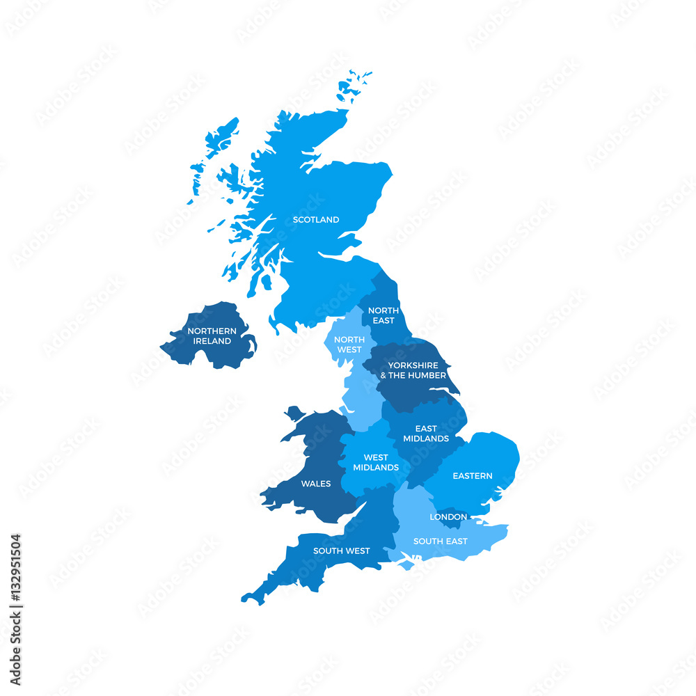 Naklejka premium United Kingdom UK Regions Map