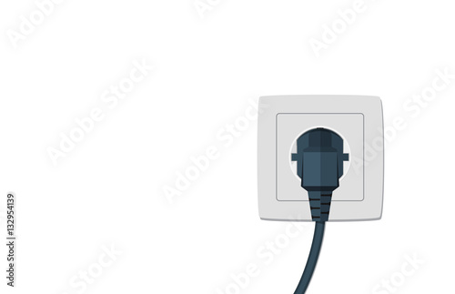 Black electric cord plugged