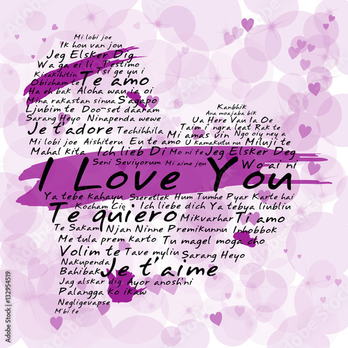 Heart shape from i love you words on more than 60 languages
