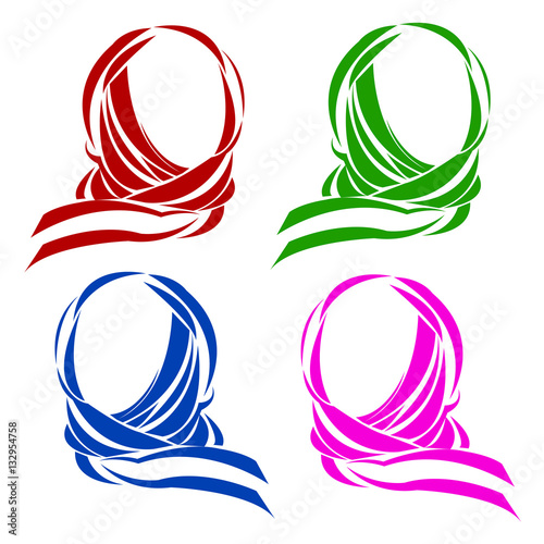 vector girl scarf portrait beauty hair beautiful