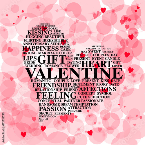 Heart made from love words on beautiful background
