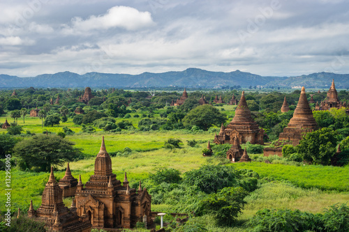 Bagan pagodas field in cloudy day, Mandalay, Myanmar