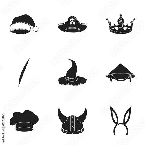 Hats set icons in black style. Big collection of hats vector symbol stock illustration