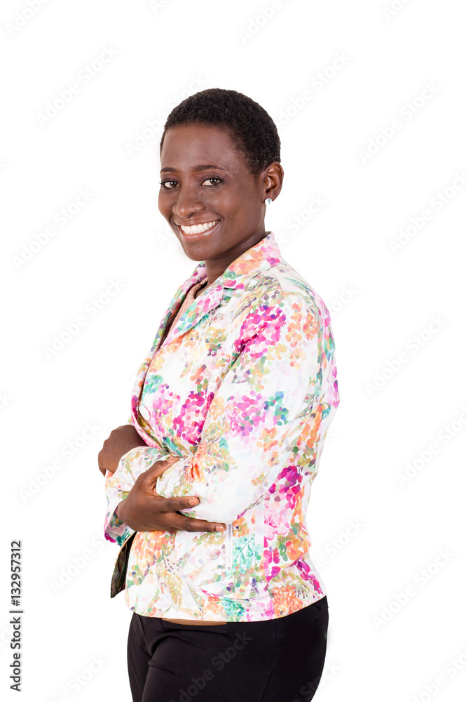 Young business woman smiling isolated on a white background. Young business woman smiling isolated on a white background.