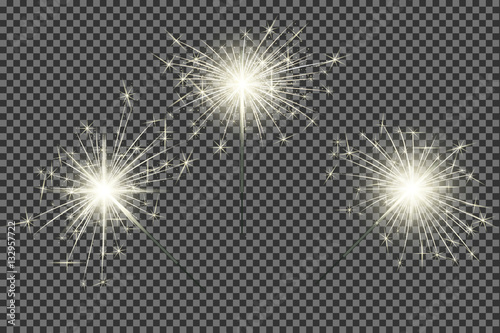 Closeup isolated sparkler shine bengal lights for holiday decor