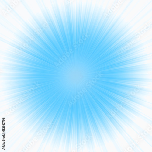 Blue radiant rays star background frame with copy space for the text. Abstract blue starburst design template.