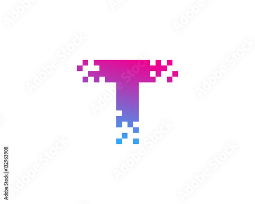 Initial Letter T Pixel Logo Design Element © Nizwa Design
