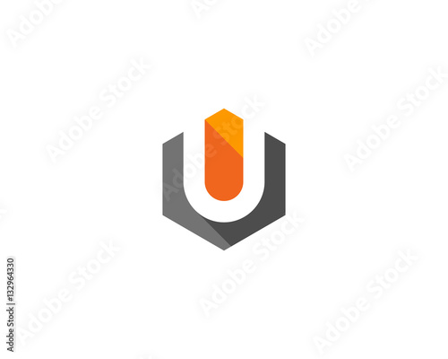 Initial Letter U Hexagon Logo Design Element